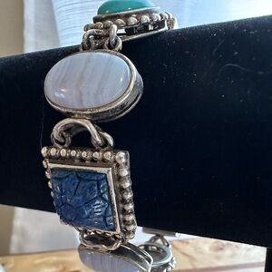 Sterling Silver Whitney Kelly Lapis Turquoise Bracelet 925 Toggle Closure